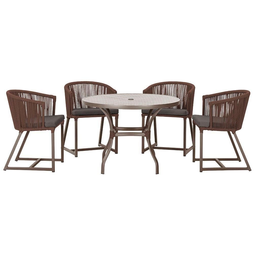 Mesa Com 4 Cadeiras E Noronha Estofado 11 Trama autêntico Marrom