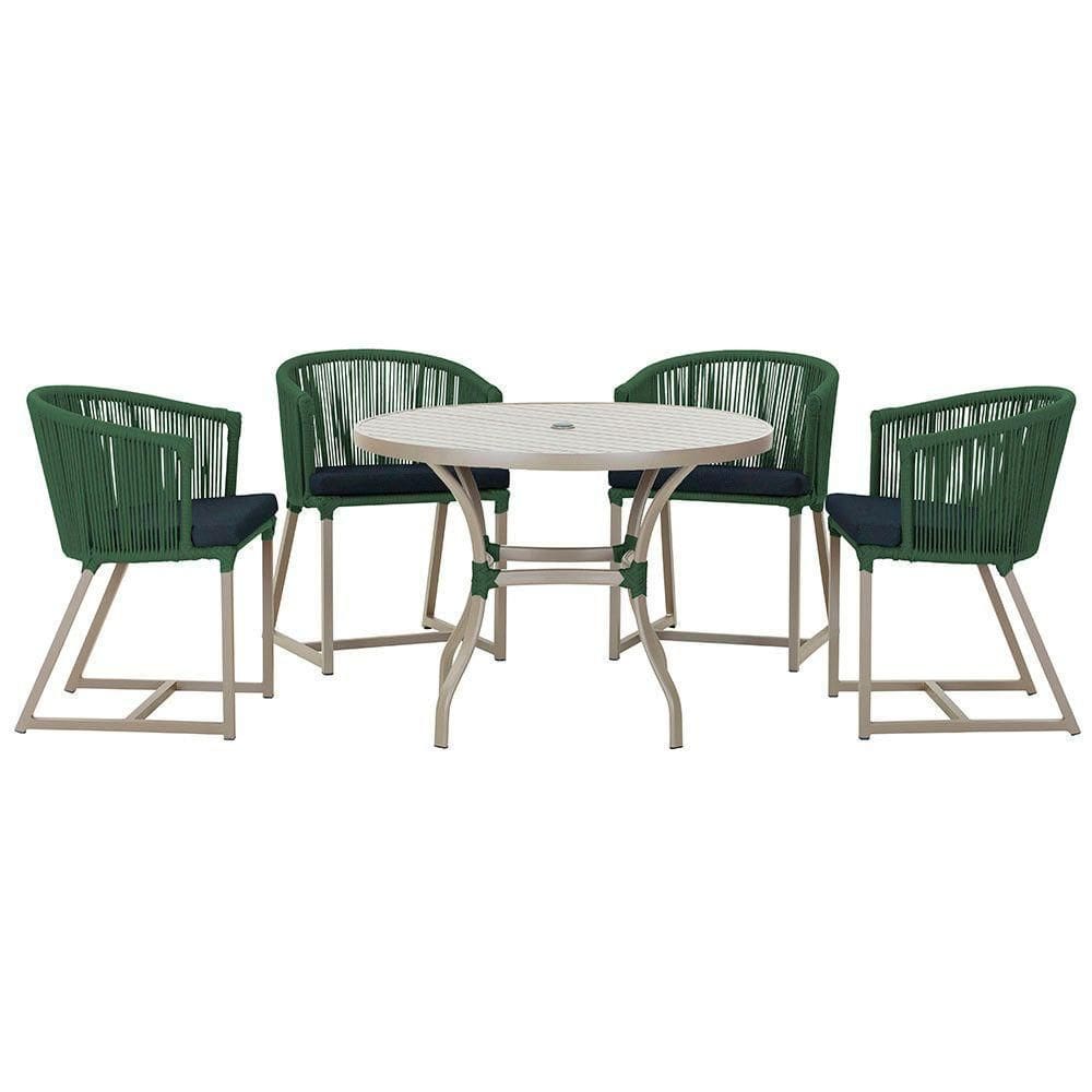Mesa Com 4 Cadeiras E Noronha Estofado 12 Trama autêntico Verde
