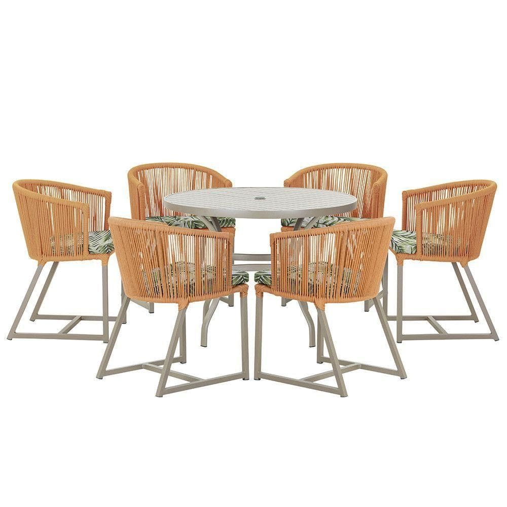 Mesa E 6 Cadeiras De Jantar Noronha Fendi E5 Trama autêntico Terra Cota