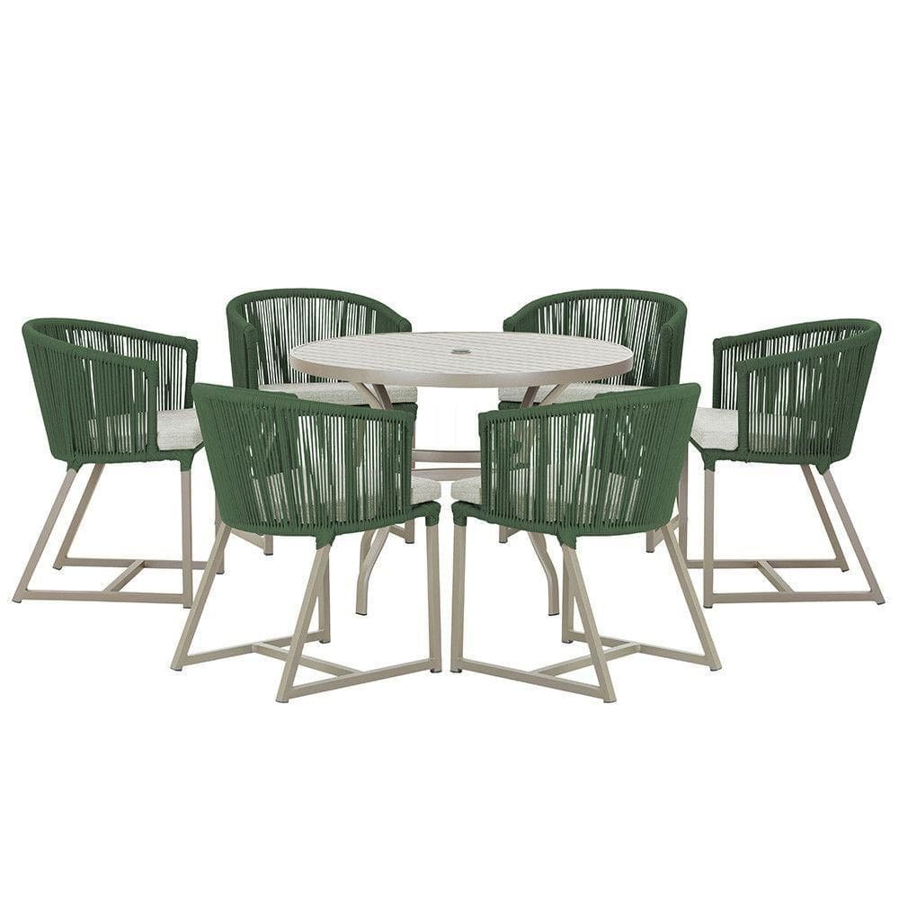 Mesa E 6 Cadeiras De Jantar Noronha Fendi E3 Trama autêntico Verde