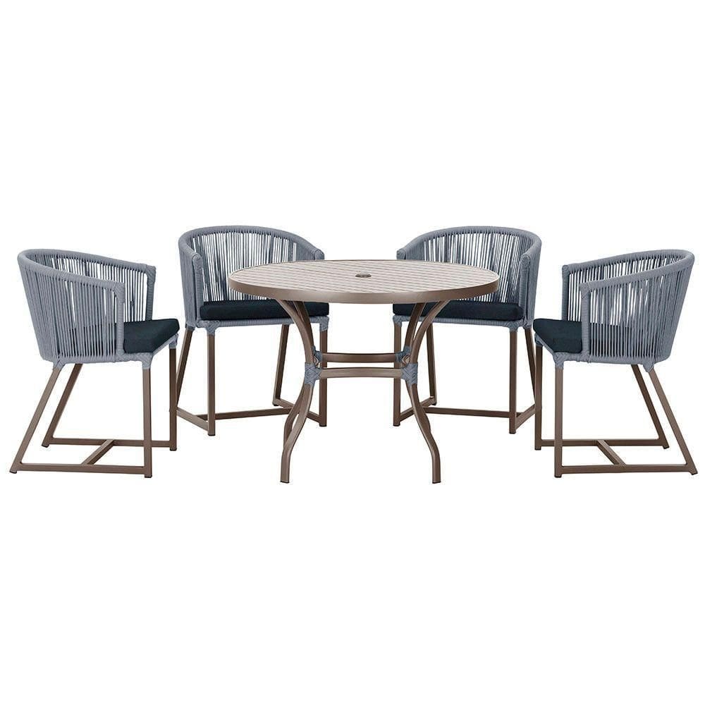 Mesa Com 4 Cadeiras E Noronha Estofado 12 Trama autêntico Prata