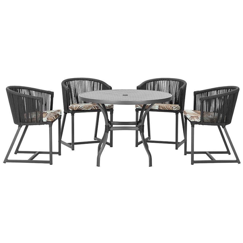 Mesa Com 4 Cadeiras E Noronha Estofado 6 Trama autêntico Preto
