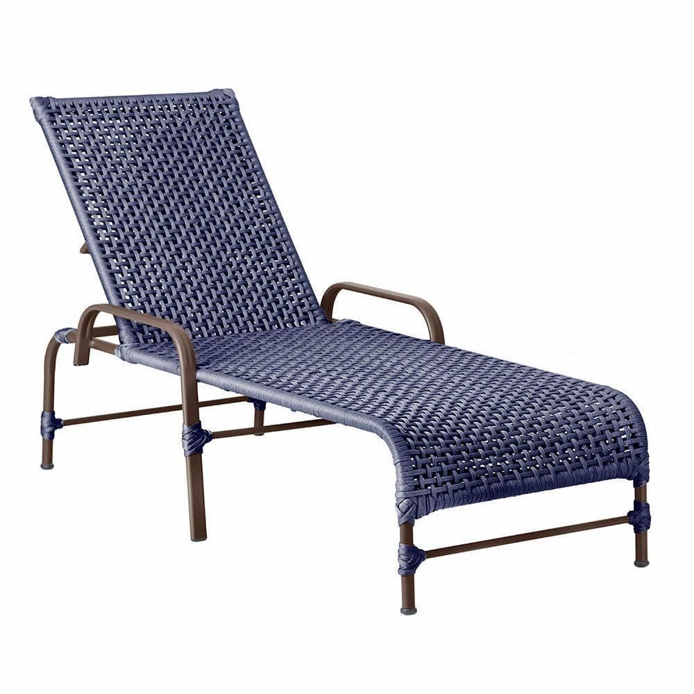 Espreguiçadeira Catar Marrom E Corda Náutica Trama autêntico Azul