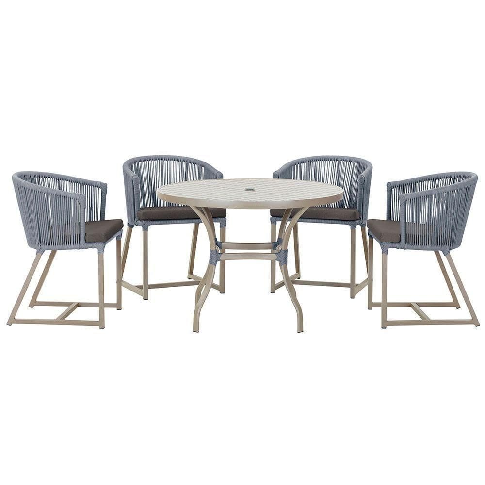 Mesa Com 4 Cadeiras E Noronha Estofado 11 Trama autêntico Prata
