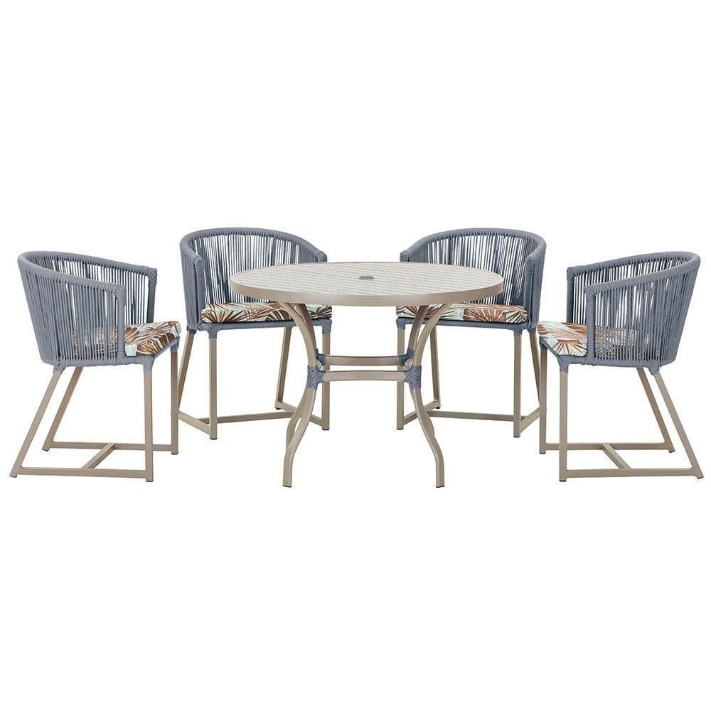 Mesa Com 4 Cadeiras E Noronha Estofado 6 Trama autêntico Prata