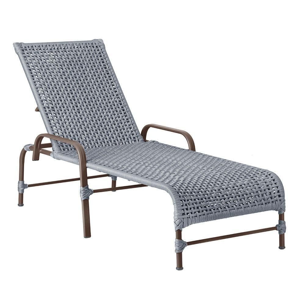 Espreguiçadeira Catar Marrom E Corda Náutica Trama autêntico Prata