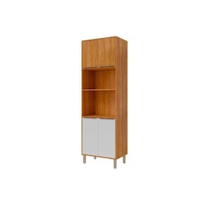 Paneleiro de Cozinha Modulado Divina Torre Quente c/ 4 Portas e 2 Nichos p/ Forno 70cm Cinamomo/Branco - MGM