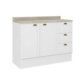 Gabinete p/ Pia Cozinha Balcão Bella 2608 2 Portas e 3 Gavetas s/Tampo 120cm Branco - Carraro