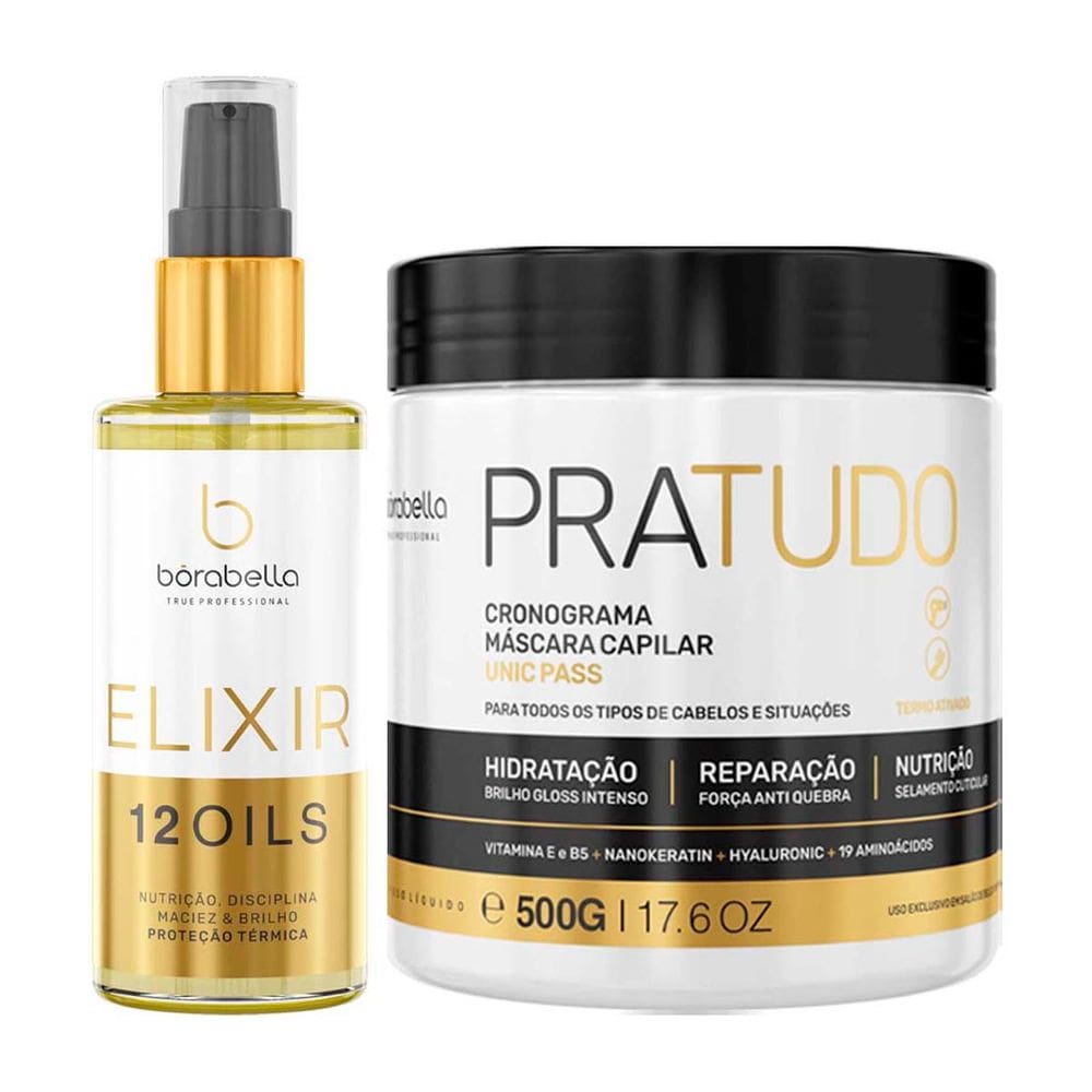 Kit Masc. Cronograma Cap. PraTudo e Elixir 12 Óleo Borabella