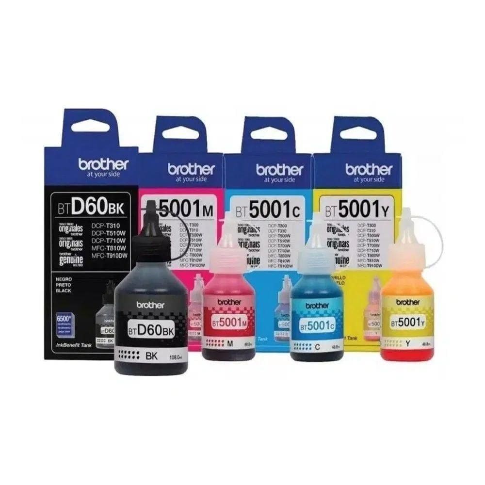 Kit 4 Refil De Tinta Brother D60 / 5001 autêntico 4x Cores Para Mfc-t800w Btd60bk E Bt5001