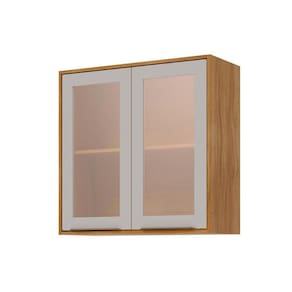 Armário Aéreo p/ Cozinha Brilhante c/ 2 Portas 80cm Cinamomo/Off White - MGM