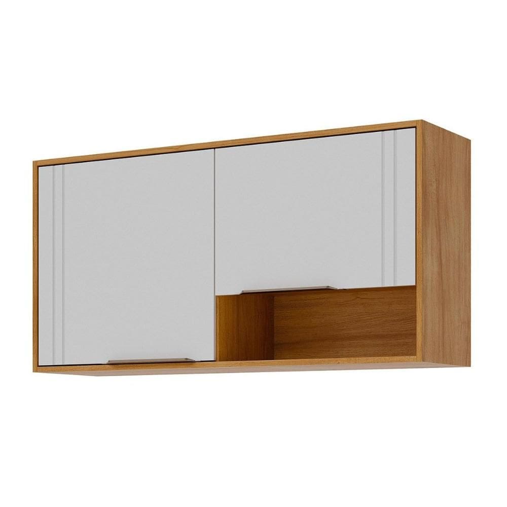 Armário Aéreo p/ Cozinha Aurea c/ 2 Portas 120cm Cinamomo/Branco - MGM