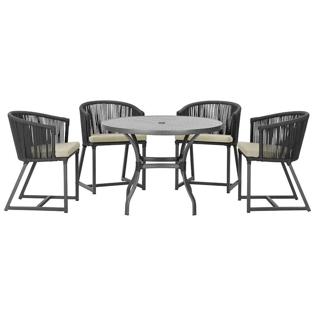 Mesa Com 4 Cadeiras E Noronha Estofado 7 Trama autêntico Preto