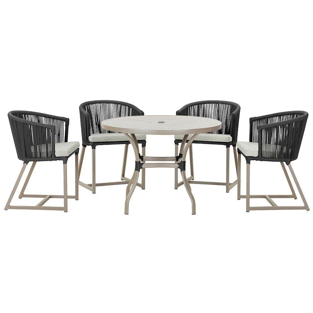 Mesa Com 4 Cadeiras E Noronha Estofado 3 Trama autêntico Preto