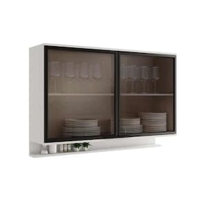 Armário de Cozinha Modulado Alpha 2500 c/ 2 Portas c/ Vidro 120cm Branco - Carraro