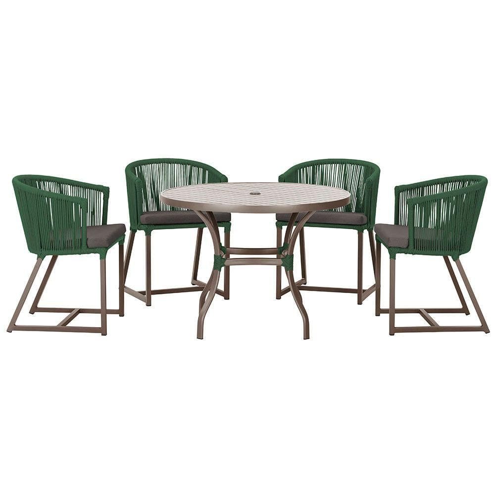Mesa Com 4 Cadeiras E Noronha Estofado 11 Trama autêntico Verde