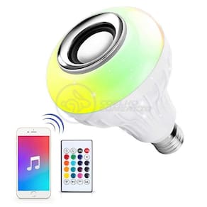 Lâmpada Led 12w E27 Rgb Colorida Com Caixa De Som Bluetooth E Controle Remoto