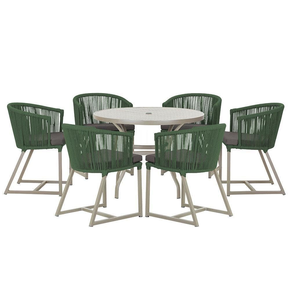 Mesa e 6 Cadeiras De Jantar Noronha Fendi E11 Trama autêntico Verde
