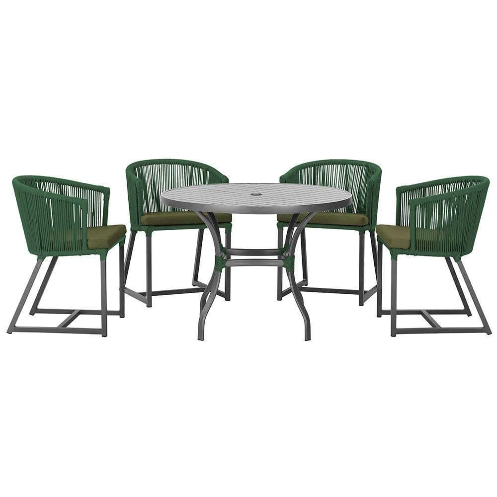 Mesa Com 4 Cadeiras E Noronha Estofado 13 Trama autêntico Verde