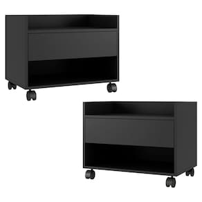 Kit 02 Gabinetes Armário Banheiro Multiuso Ivy 60cm 100% MDF BP com 01 Gaveta Preto - Abmaza