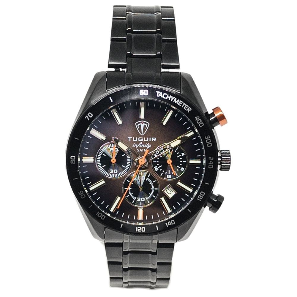Relógio Cronógrafo Masculino de Aço Tuguir Analógico 23-2231 Preto