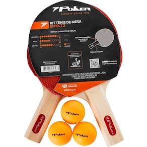 Conjunto Tênis De Mesa Esportivo Profissional Prático Portátil Treino Jogo Effect 2 Poker 09147
