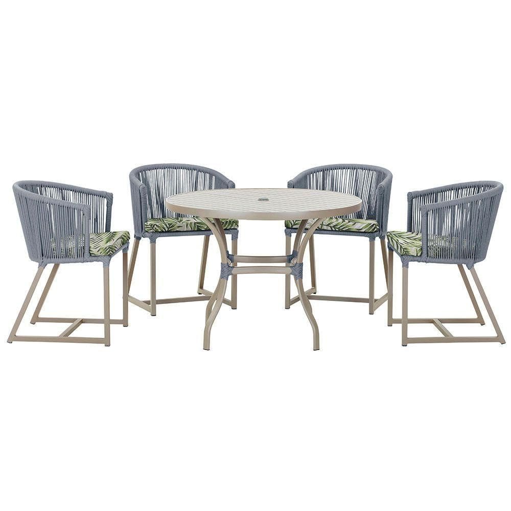 Mesa Com 4 Cadeiras E Noronha Estofado 5 Trama autêntico Prata