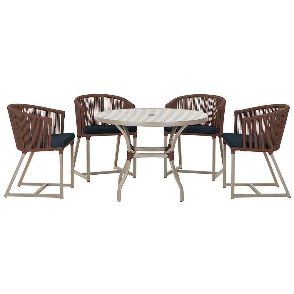 Mesa Com 4 Cadeiras E Noronha Estofado 12 Trama autêntico Marrom