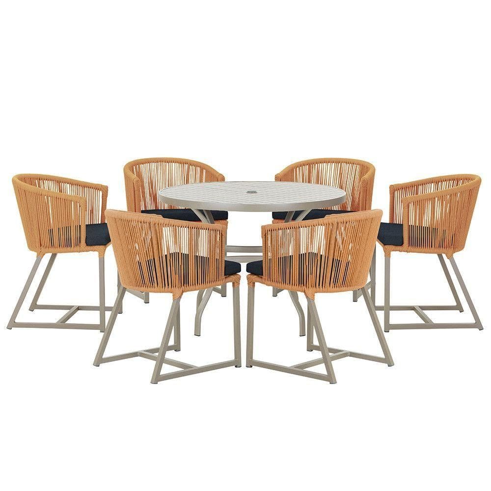 Mesa E 6 Cadeiras De Jantar Noronha Fendi E12 Trama autêntico Terra Cota
