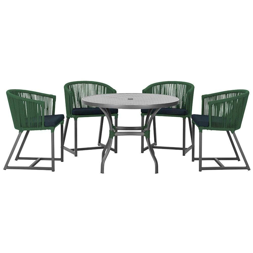 Mesa Com 4 Cadeiras E Noronha Estofado 12 Trama autêntico Verde