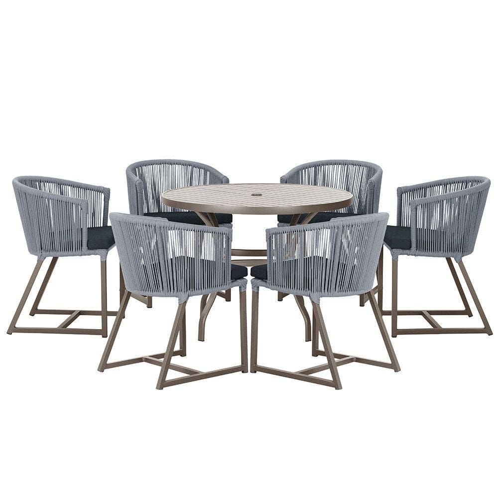 Mesa Com 6 Cadeiras De Jantar Noronha E12 Trama autêntico Prata