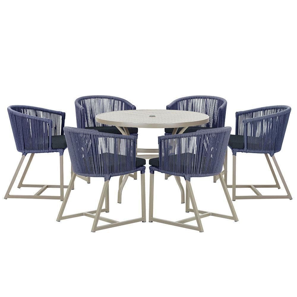 Mesa E 6 Cadeiras De Jantar Noronha Fendi E12 Trama autêntico Azul