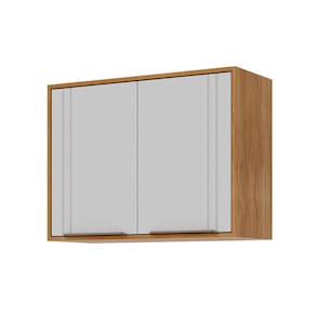 Armário Aéreo p/ Cozinha Aurea c/ 2 Portas 80cm Cinamomo/Branco - MGM