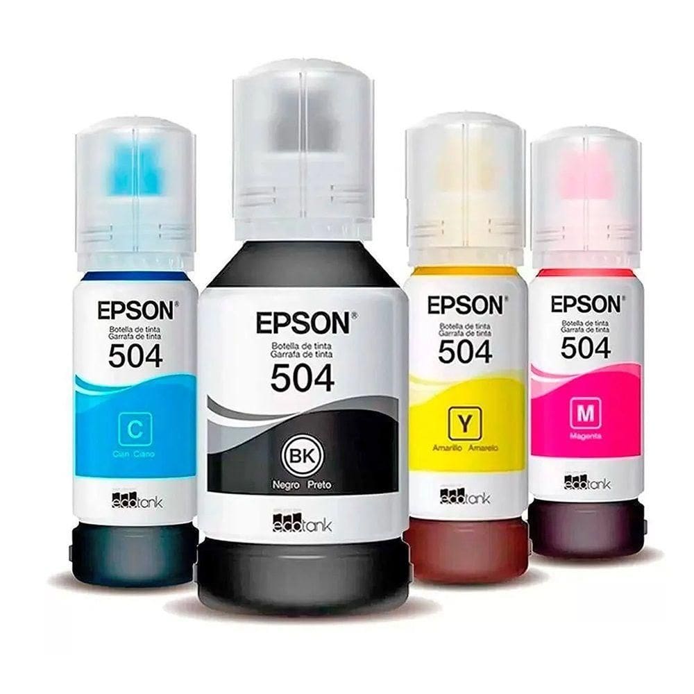 Kit 4 Cores Tinta 504 T504 Epson autêntico Para L4150 L4160 L4260 L6161 L6191 L6270
