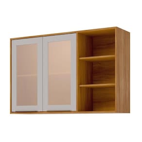 Armário Aéreo p/ Cozinha Brilhante c/ 2 Portas 120cm Cinamomo/Off White - MGM