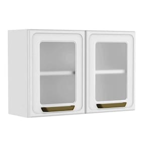 Armário Aéreo p/ Cozinha Bella c/ 2 Portas c/ Vidro 80cm Branco - Bertolini