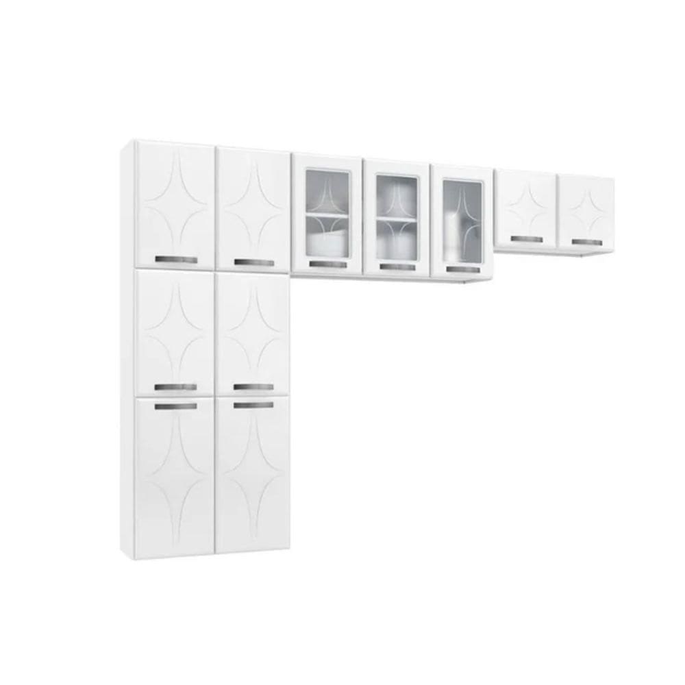 Kit de Cozinha Compacta Rubi c/ 11 Portas ( 3 c/ Vidro ) Branco - Telasul