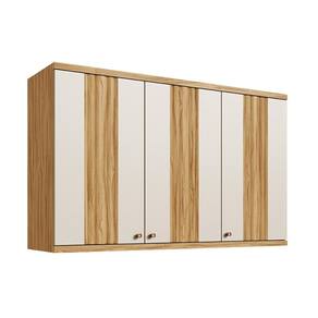 Armário Aéreo Cozinha Modulado Sauvignon c/ 3 Portas Canelada 120cm Amendoa/Off White - Ronipa