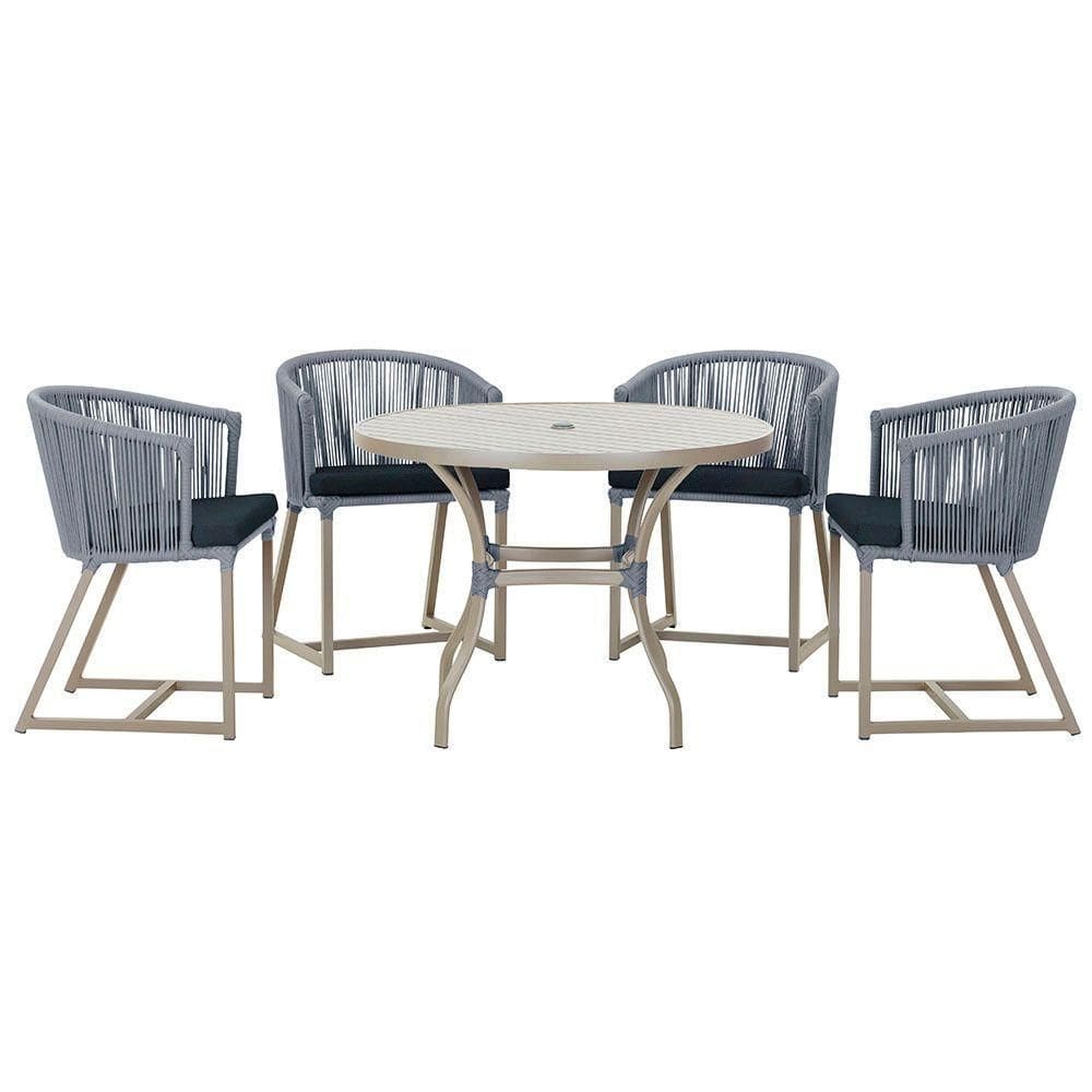 Mesa Com 4 Cadeiras E Noronha Estofado 12 Trama autêntico Prata