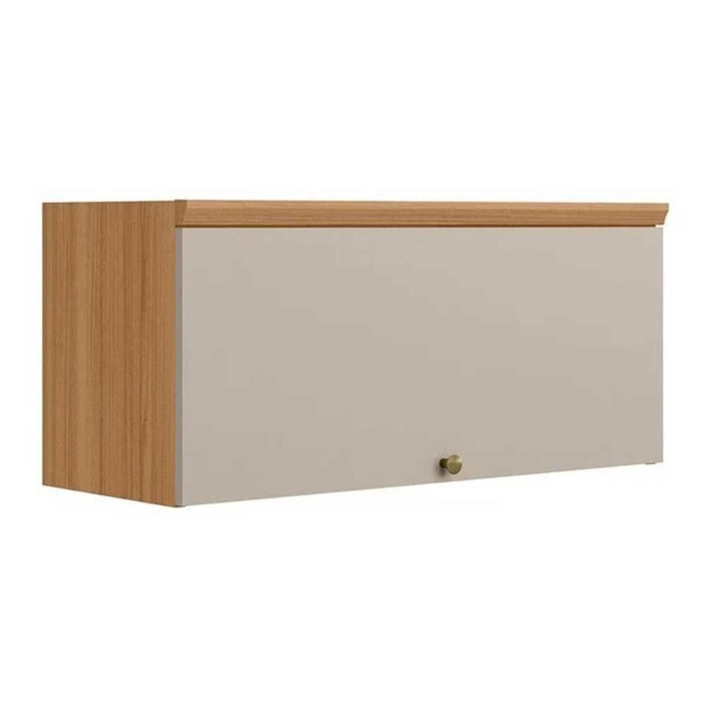 Armário Aéreo Cozinha Modulado Selene c/ 1 Porta Basculante 80cm Jequitiba/Off White Fosco - Linea Brasil