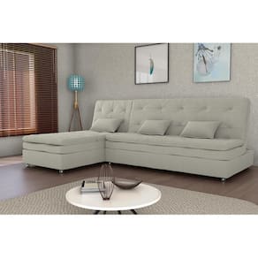 Conjunto para Sala Penelope Sofá-cama 3 Lugares com Chaise reclinável Bouclê Natural - Matrix