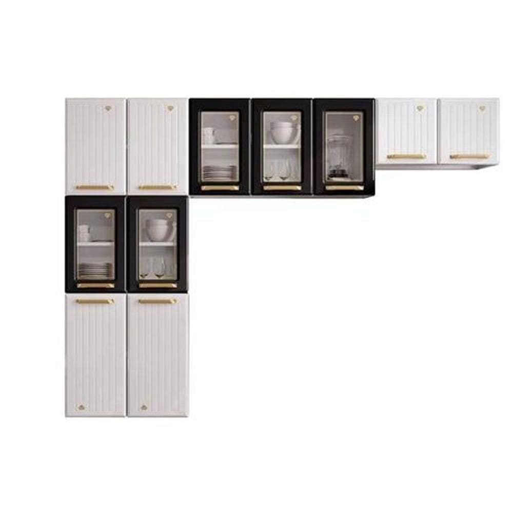 Cozinha Compacta Diamante New c/ 11 Portas ( 5 c/ Vidro ) Preto - Telasul