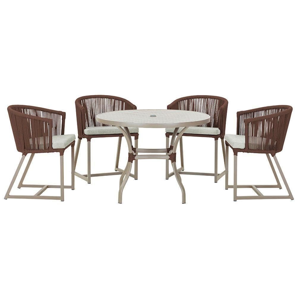 Mesa Com 4 Cadeiras E Noronha Estofado 3 Trama autêntico Marrom