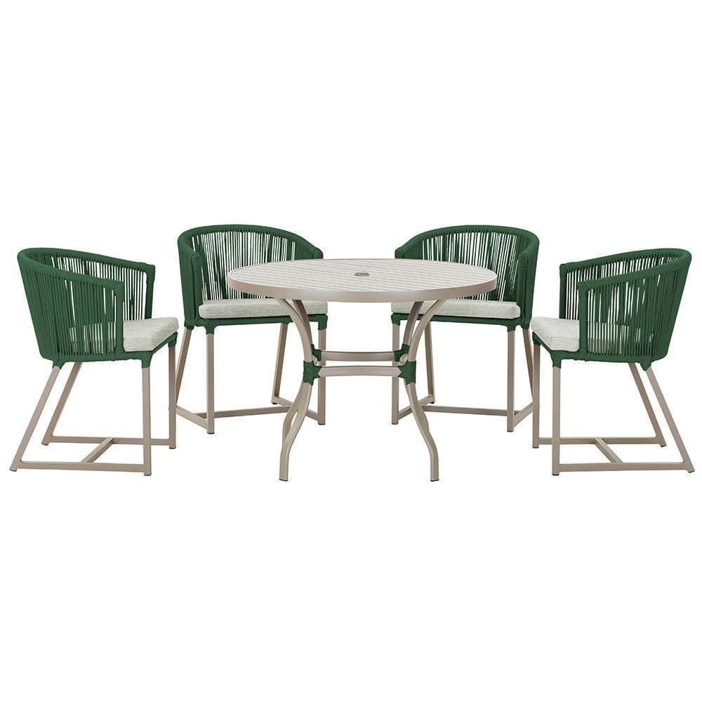 Mesa Com 4 Cadeiras E Noronha Estofado 3 Trama autêntico Verde