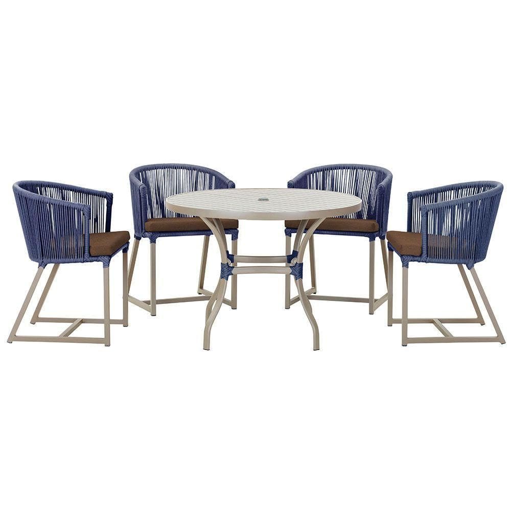 Mesa Com 4 Cadeiras E Noronha Estofado 9 Trama autêntico Azul