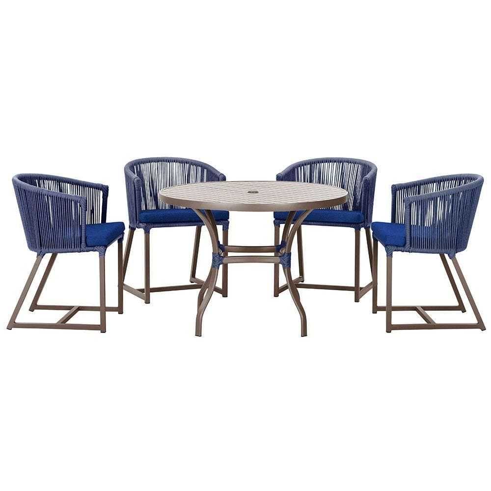 Mesa Com 4 Cadeiras E Noronha Estofado 10 Trama autêntico Azul