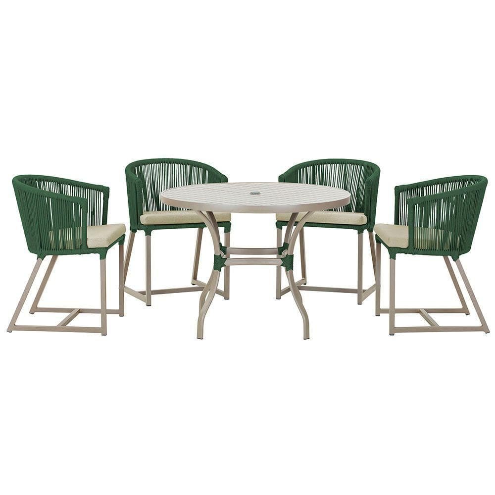 Mesa Com 4 Cadeiras E Noronha Estofado 7 Trama autêntico Verde