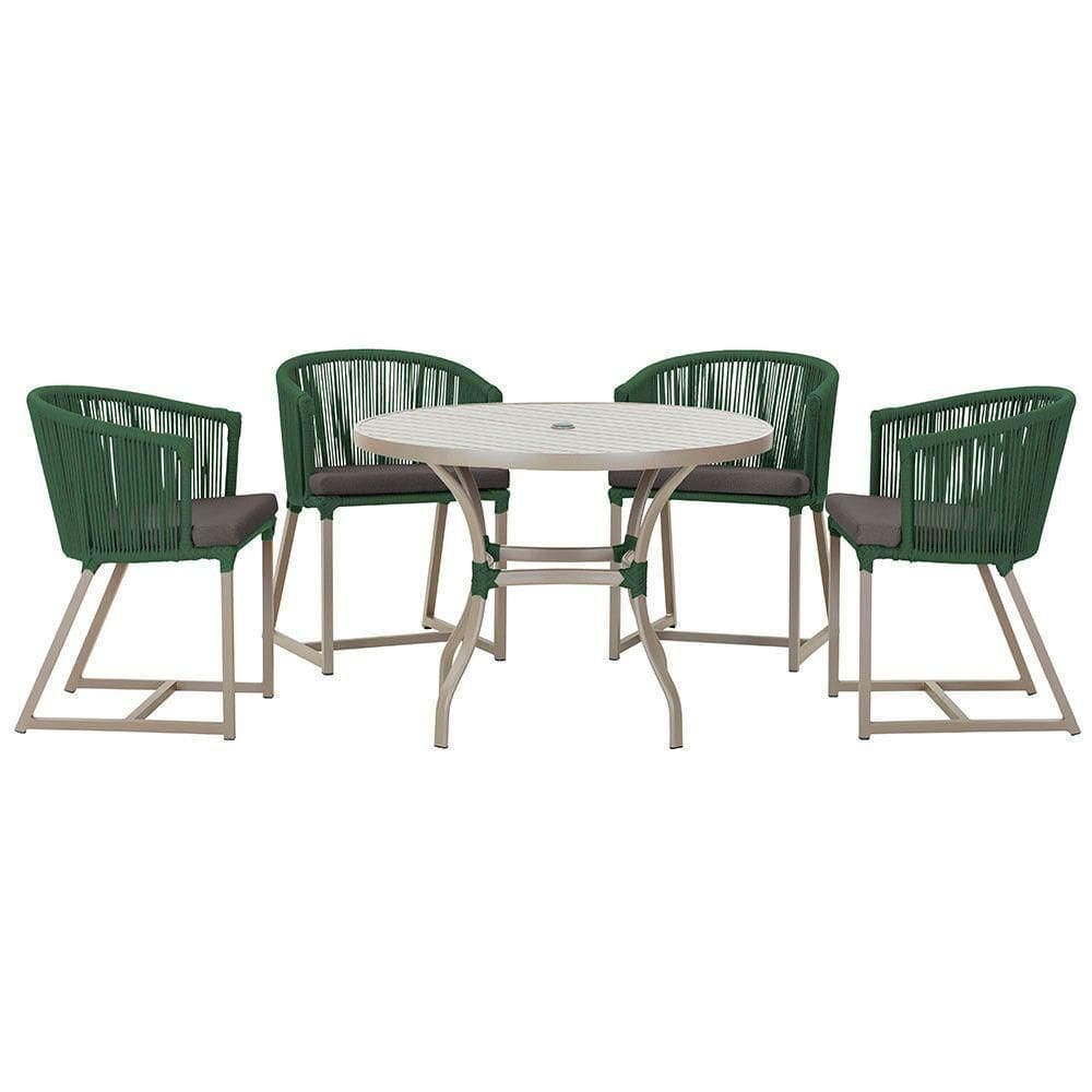 Mesa Com 4 Cadeiras E Noronha Estofado 11 Trama autêntico Verde