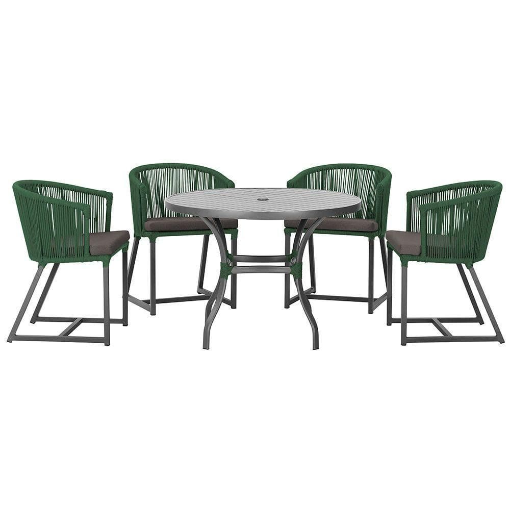Mesa Com 4 Cadeiras E Noronha Estofado 11 Trama autêntico Verde