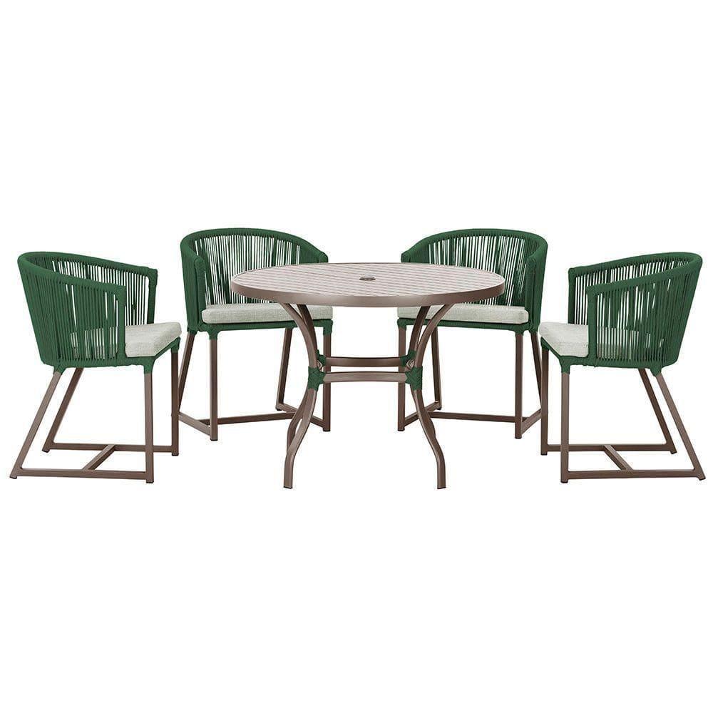 Mesa Com 4 Cadeiras E Noronha Estofado 3 Trama autêntico Verde